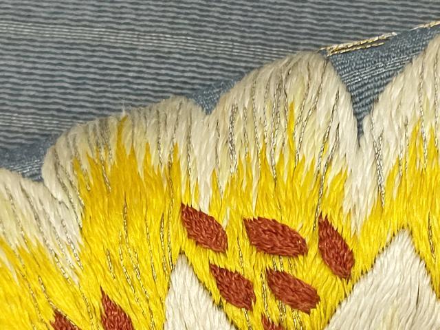 平和屋着物＊夏物 アンティーク 大正ロマン 八寸名古屋帯 一重帯 刺繍 蓮