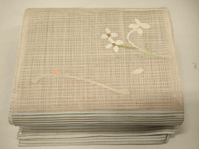 平和屋着物＊夏物　八寸名古屋帯　草花文　金銀糸　正絹　逸品　CAAW8974oy