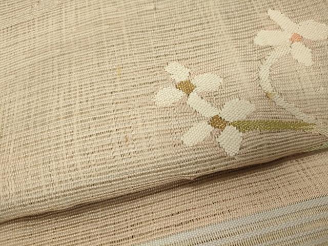 平和屋着物＊夏物 八寸名古屋帯 草花文 金銀糸 正絹 逸品 CAAW8974oy