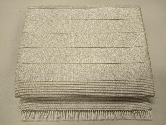 平和屋着物＊夏物　八寸名古屋帯　絽綴れ　横段文　銀糸　正絹　逸品　CAAW8992oy