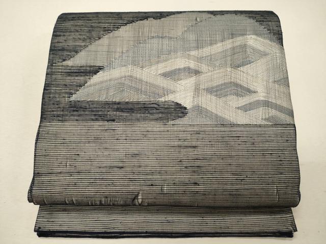 平和屋着物＊夏物　九寸開き名古屋帯　遠山文　金糸　正絹　逸品　CAAW8995oy