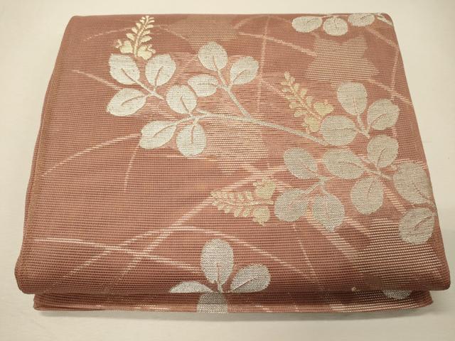 平和屋着物＊夏物　六通柄袋帯　芝草葉文　金銀糸　正絹　逸品　CAAW9005oy