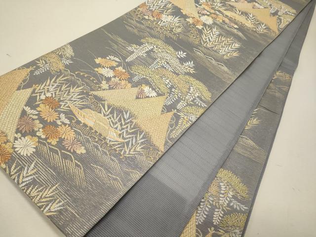 平和屋着物＊夏物 六通柄袋帯 唐織 竜田川 金銀糸 正絹 逸品 CAAW9007oy