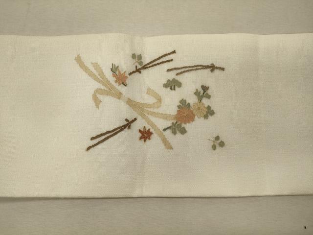 平和屋着物＊夏物　明綴れ　九寸名古屋帯　束ね熨斗松葉花文　金糸　正絹　逸品　CAAW9011oy