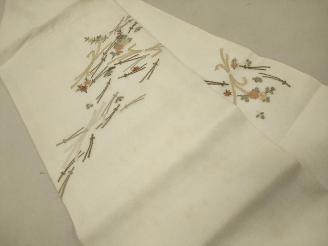 平和屋着物＊夏物　明綴れ　九寸名古屋帯　束ね熨斗松葉花文　金糸　正絹　逸品　CAAW9011oy