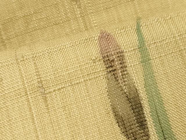 平和屋着物＊夏物　九寸名古屋帯　手描き　生紬　草花文　正絹　逸品　CAAW9013oy
