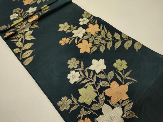 平和屋着物＊夏物 六通柄袋帯 草花文 金糸 正絹 逸品 CAAW9037oy