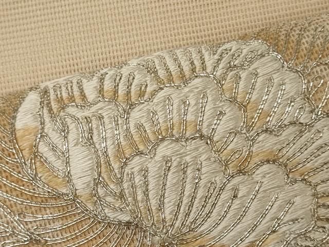 平和屋着物＊夏物 太鼓柄袋帯 駒刺繍 鳳凰花唐草文 正絹 逸品