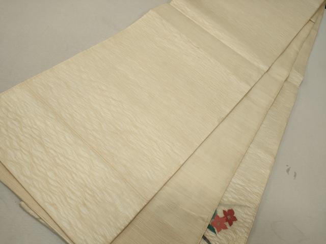 平和屋着物＊夏物 太鼓柄袋帯 すくい織 草花文 金糸 正絹 逸品 CAAW9070oy