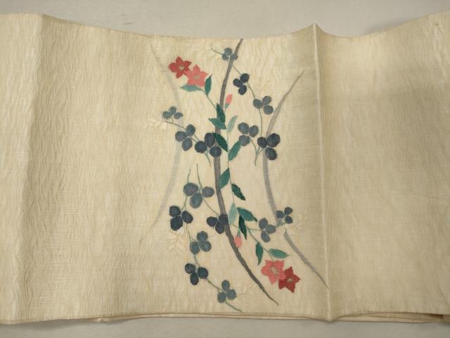 平和屋着物＊夏物 太鼓柄袋帯 すくい織 草花文 金糸 正絹 逸品 CAAW9070oy