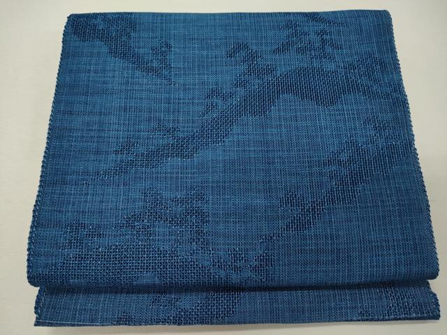 平和屋着物＊夏物　八寸名古屋帯　遠山草木文　瑠璃色　正絹　逸品　CAAW9079oy