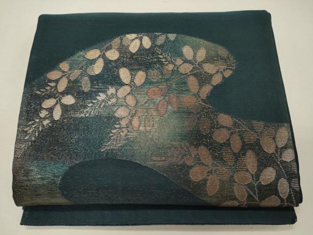 平和屋着物＊夏物　太鼓柄袋帯　草葉文　金糸　正絹　逸品　CAAW9089oy