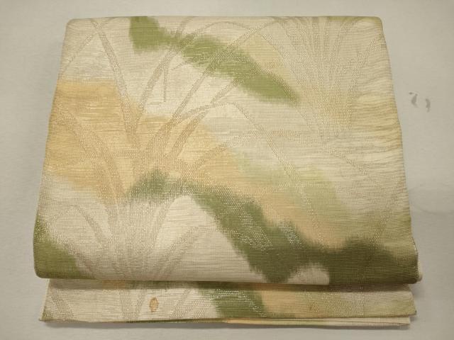 平和屋着物＊夏物　六通柄袋帯　雲取り芝草文　銀糸　正絹　逸品　CAAW9090oy