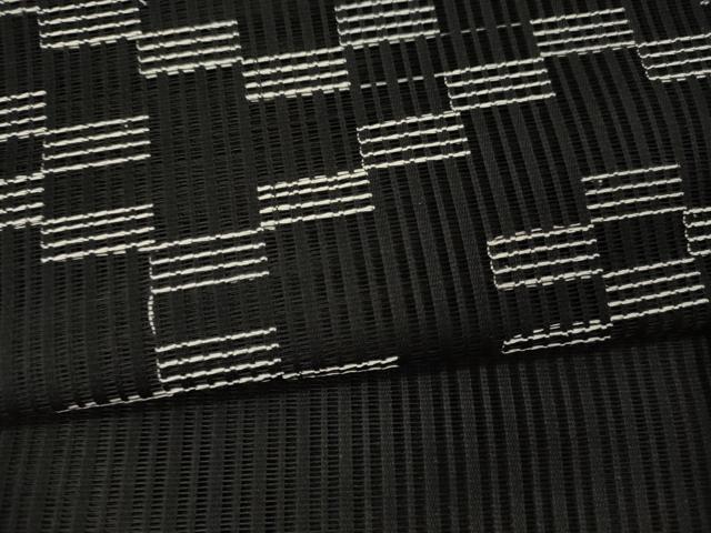 平和屋着物＊夏物　八寸名古屋帯　幾何学文　黒地　正絹　逸品　CAAW9091oy 平和屋着物＊夏物 八寸名古屋帯 幾何学文 黒地 正絹 逸品 CAAW9091oyの