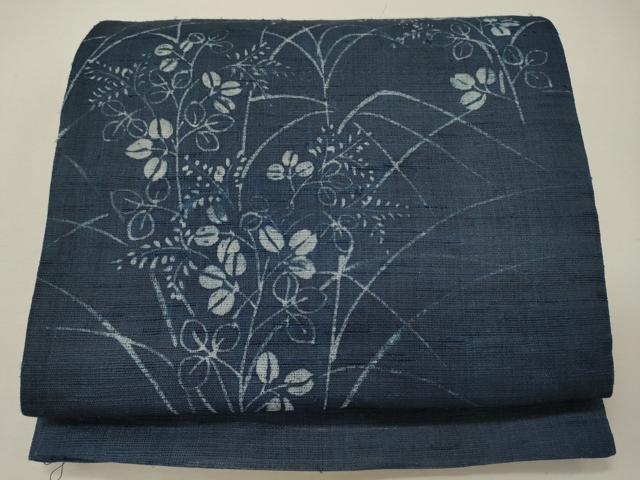 平和屋着物＊夏物　太鼓柄袋帯　作家物　型染め　草葉文　正絹　逸品　CAAW9096oy