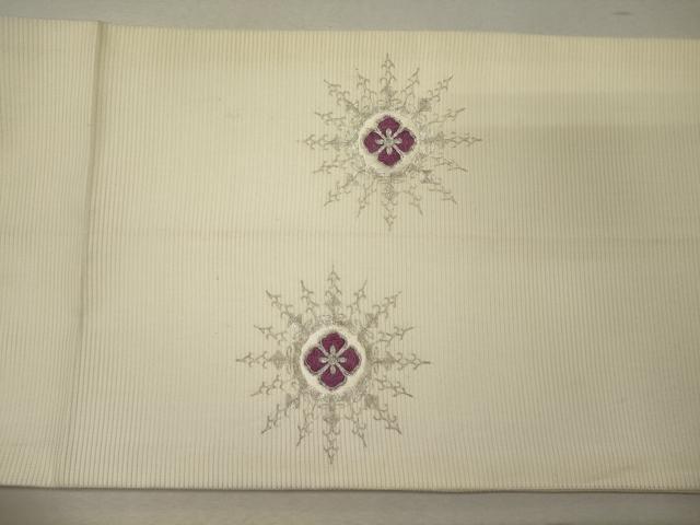 平和屋着物＊夏物 九寸開き名古屋帯 駒刺繍 総刺繍 正倉院花文 正絹