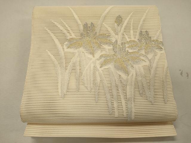 平和屋着物＊夏物　八寸名古屋帯　絽綴れ　草花文　金銀糸　正絹　逸品　CAAW9120oy