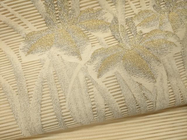 平和屋着物＊夏物　八寸名古屋帯　絽綴れ　草花文　金銀糸　正絹　逸品　CAAW9120oy_3