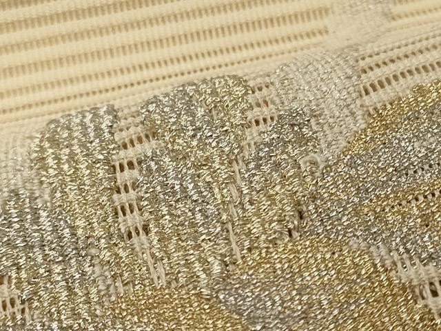 平和屋着物＊夏物　八寸名古屋帯　絽綴れ　草花文　金銀糸　正絹　逸品　CAAW9120oy_4