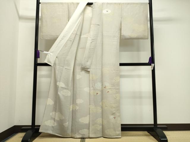 平和屋着物＊夏物　訪問着　絽　駒刺繍　雲重ね花文　銀彩　正絹　逸品　CAAW9868gh_1