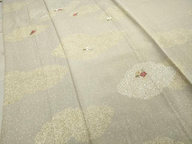 平和屋着物＊夏物 訪問着 絽 駒刺繍 雲重ね花文 銀彩