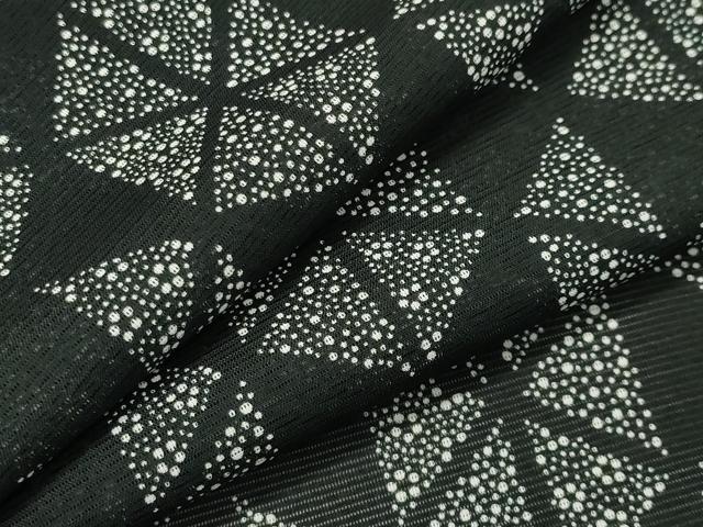 平和屋着物＊夏物　小紋　絽　吉祥花文　黒地　洗える着物　CAAW9876gh