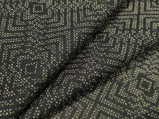 平和屋着物＊夏物　小紋　紗　吉祥文　黒地　洗える着物　CAAW9877gh
