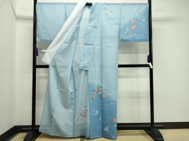 平和屋着物＊夏物 訪問着 絽 草花文 暈し染め 洗える着物 CAAV2009ev