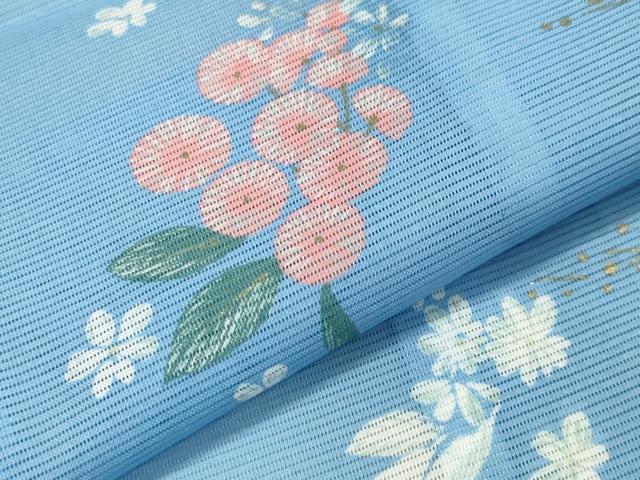 平和屋着物＊夏物　訪問着　絽　草花文　暈し染め　金彩　洗える着物　CAAW9882gh_4