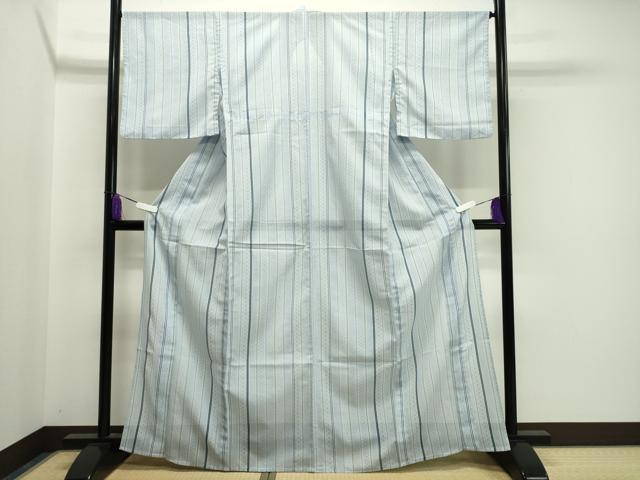 平和屋着物＊夏物　小紋　絽　麻の葉吉祥間道　洗える着物　CAAW9887gh 平和屋着物＊夏物 小紋 絽 麻の葉吉祥間道 洗える着物 CAAW9887ghの