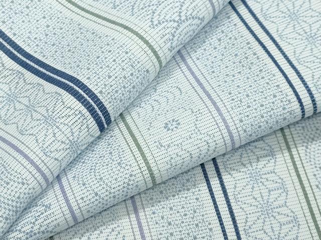 平和屋着物＊夏物　小紋　絽　麻の葉吉祥間道　洗える着物　CAAW9887gh