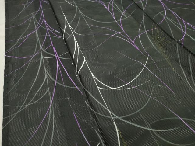 平和屋着物＊夏物 小紋 絽 草木文 黒地 洗える着物 CAAW9901gh