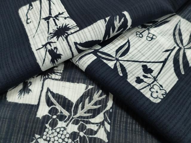 平和屋着物＊夏物　小紋　紗　色紙重ね花文　洗える着物　CAAW9917gh
