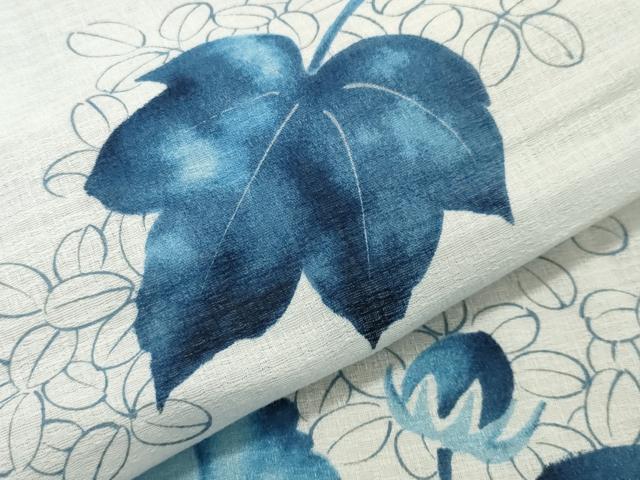 平和屋着物＊夏物　小紋　紗　枝花文　CAAW9936gh_4