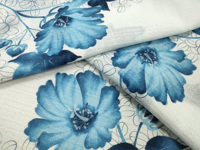 平和屋着物＊夏物　小紋　紗　枝花文　CAAW9936gh