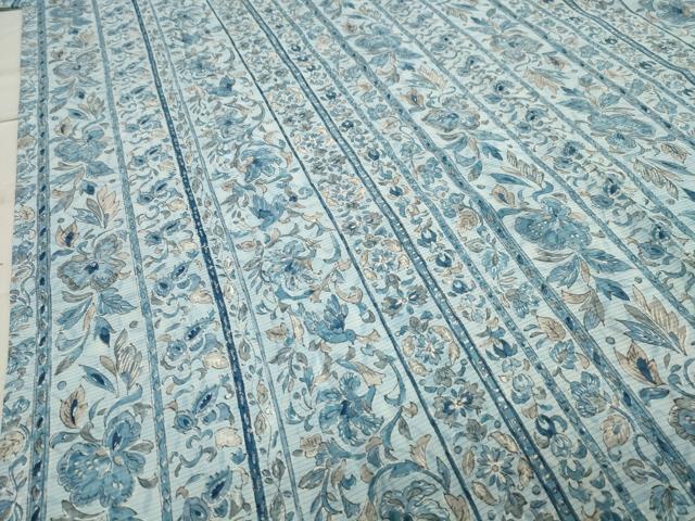 平和屋着物＊夏物 小紋 絽 更紗花唐草間道 正絹 逸品 未使用