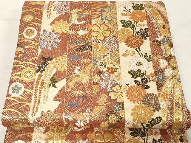 平和屋着物●本佐賀錦　六通柄袋帯　唐織　慶長小袖　金糸　正絹　逸品　CAAX0511yk