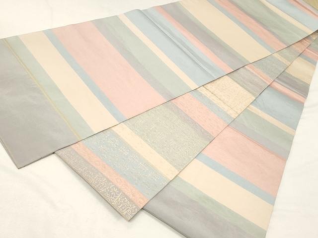 平和屋着物●両面　全通柄　本袋帯　横段花文　金糸　正絹　逸品　CAAX0524yk 平和屋着物○両面 全通柄 本袋帯 横段花文 金糸 正絹