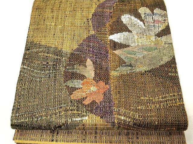 平和屋着物●太鼓柄袋帯　舞花文　金糸　正絹　逸品　CAAX0529yk