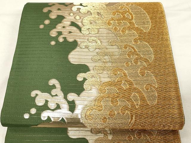 平和屋着物＊夏物　六通柄袋帯　立波文　金糸　正絹　逸品　CAAX0532yk