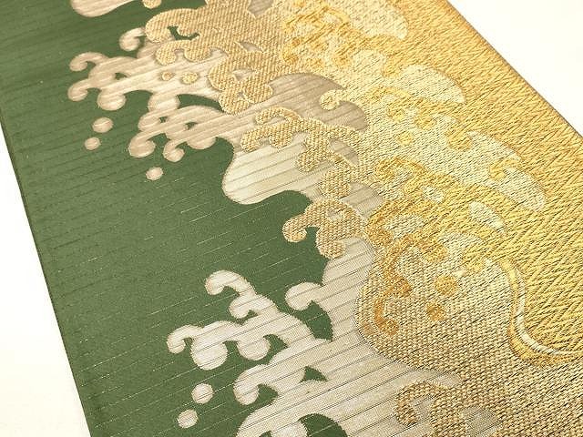平和屋着物＊夏物　六通柄袋帯　立波文　金糸　正絹　逸品　CAAX0532yk_1