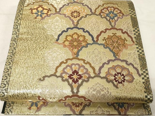 平和屋着物●六通柄袋帯　唐織　青海波　金糸　正絹　逸品　CAAX0533yk