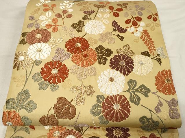 平和屋着物●六通柄袋帯　舞花文　銀座越後屋　金銀糸　正絹　逸品　CAAX0552yk