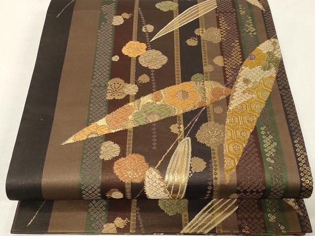 平和屋着物●六通柄袋帯　唐織　舞花文　金糸　正絹　逸品　CAAX0558yk