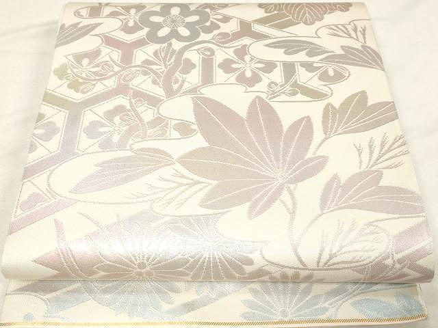 平和屋着物●織物一筋名門　織悦　全通柄　本袋帯　雲取り吉祥枝葉文　金糸　正絹　逸品　CAAX0561yk