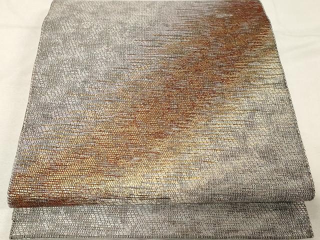 平和屋着物●六通柄袋帯　霞文　金糸　正絹　逸品　CAAX0564yk