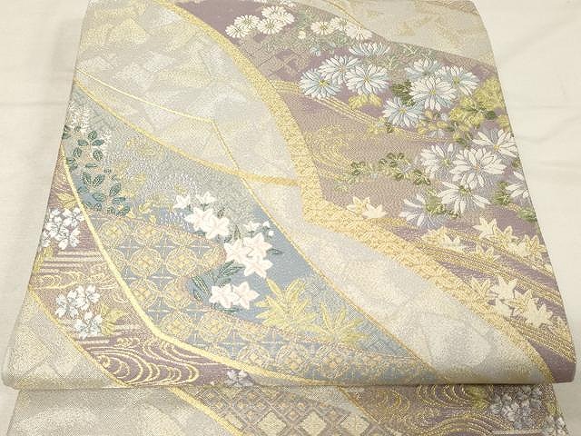 平和屋着物●六通柄袋帯　唐織　薫風彩　金糸　正絹　逸品　CAAX0565yk