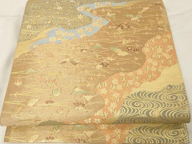 平和屋着物●西陣　服部織物　六通柄袋帯　唐織　道長流水舞葉文　正絹　逸品　CAAX0580yk
