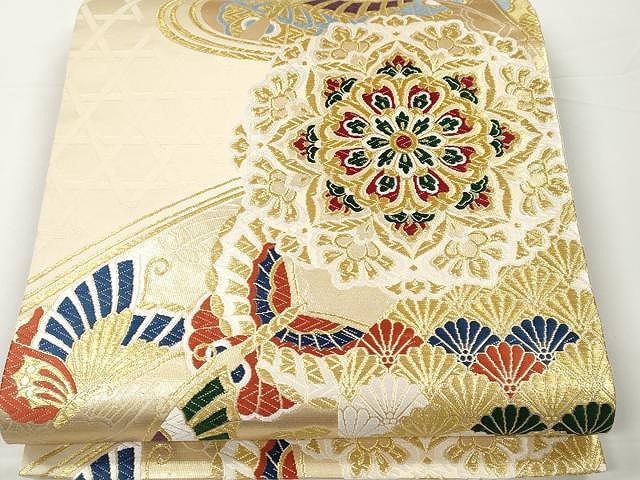 平和屋着物●西陣　京洛苑たはら謹製　六通柄袋帯　唐織　正倉院花蝶文　金糸　正絹　逸品　CAAX0751yk