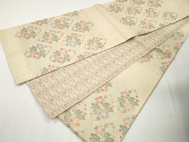 平和屋着物○西陣 両面 全通柄袋帯 立涌花文 反端